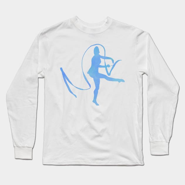 Blue Ribbon Gymnast Long Sleeve T-Shirt by Becky-Marie